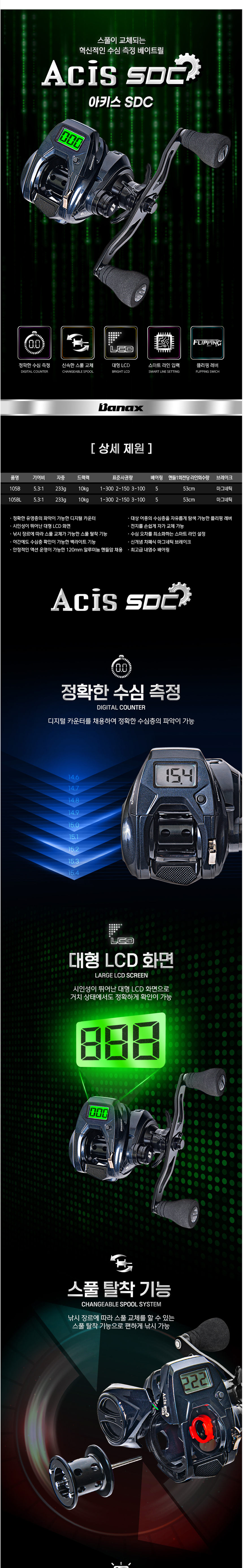 바낙스 아키스 SDC 105B 105BL 수심측정릴