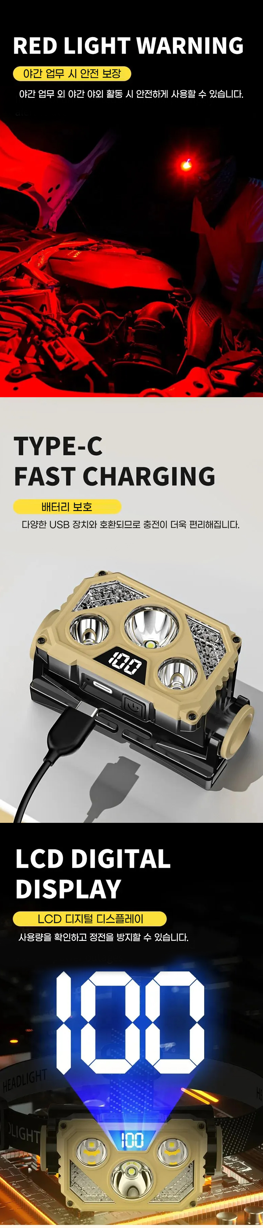  KLF XPE01 5모드 LED 방수 헤드 램프(USB 충전식&1200LM)
