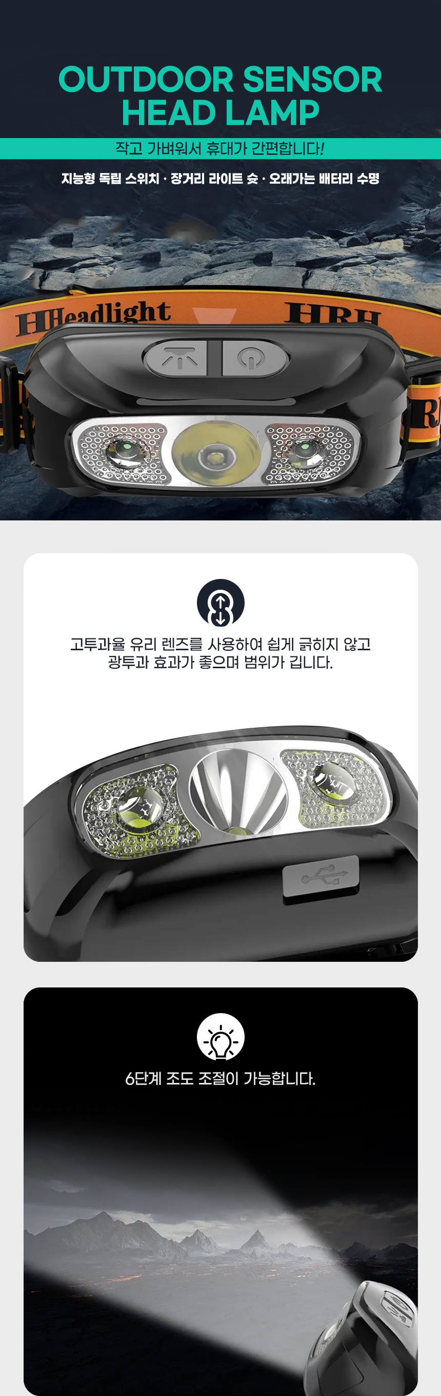  XPG 센서 led 방수 헤드 램프(USB 충전식&MT01 내장 배터리)
