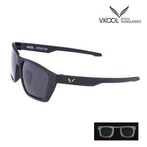 브이쿨 편광 선글라스 VK-2007 올블랙 스모그 도수클립포함 제품이미지